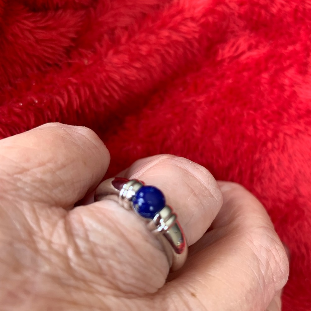 Ti Sento Milano Silver Ring w Blue Stone Size 7.5